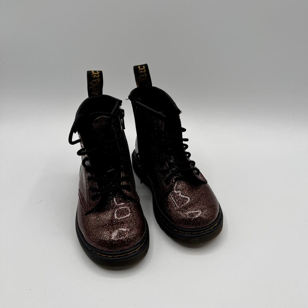DR. MARTENS 1460 Girls Glitter Lace-Up Side-Zip Boots